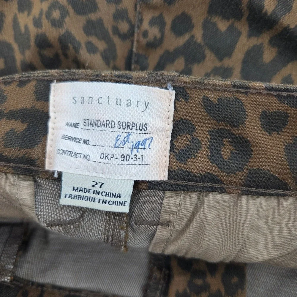 Sanctuary Pants 27 Brown Leopard Print Utility Slim Cargo‎ Standard Surplus